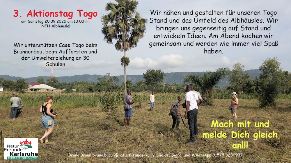 3. Aktionstag Togo  am Samstag 20.09.2025 um 10:00 im NFH Albhäusle
